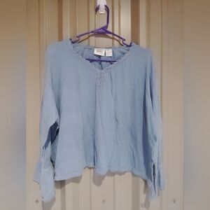 Women's Jason Maxwell Blue Cropped Top Bohemian Boho Size Large